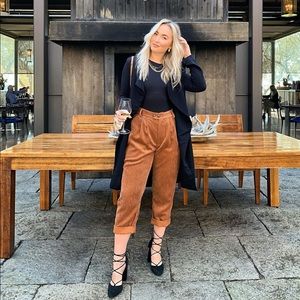 Tan corduroy paper bag pants